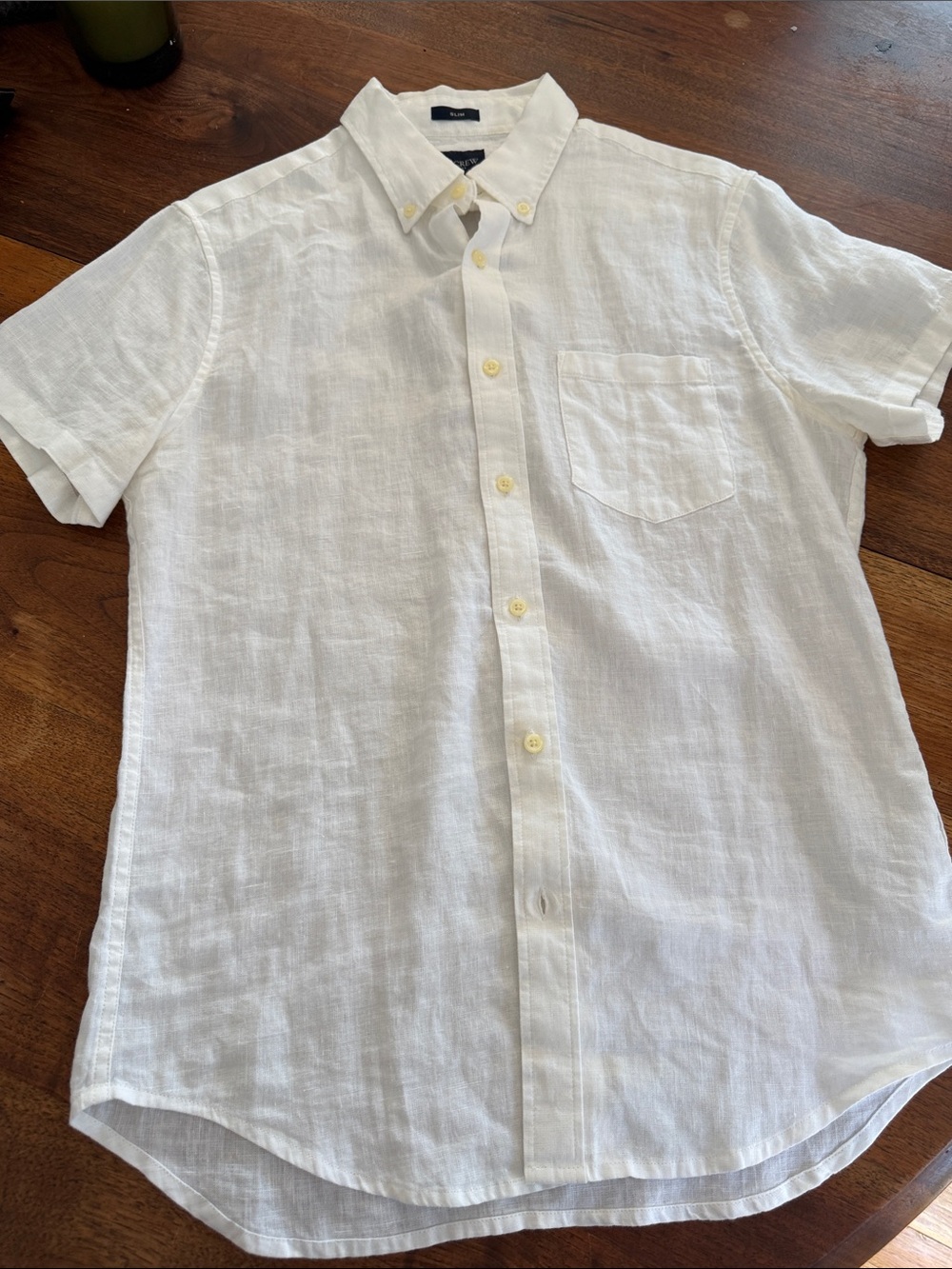 J. Crew White Short-Sleeve Linen Button-Down Shirt